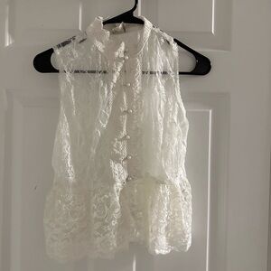 ASOS Lace Button-Up Blouse - Cream